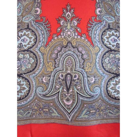 Vintage Liberty Of London Silk Scarf 23 x 23 in Pink Olive Fleur De Lis Red - Picture 5 of 16